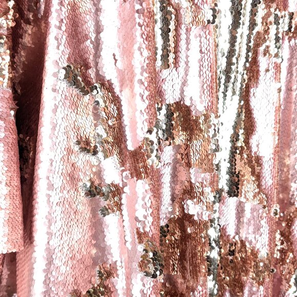 Pink gold two tone flip up reversible sequins caftan tunic cover up - Picture 3 of 6